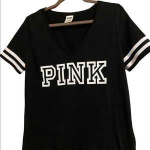 PINK Black V Neck T-Shirt